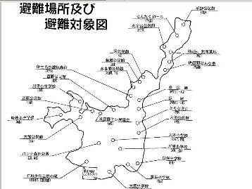避難場所及び避難対象図 避難場所及び避難対象図